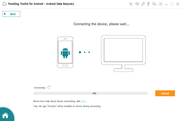 Android FoneDog Backup Connect'te Kurtarma Moduna girin