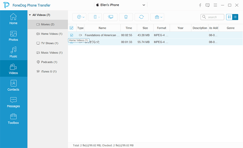 FoneDog Telefon Aktarımı Kullanarak Videoları iPhone'dan PC'ye Aktarın