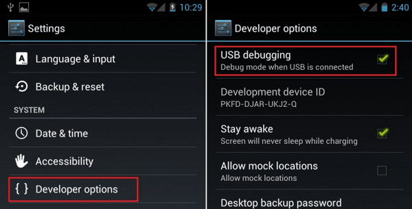 Android USB Hata Ayıklama 3.0-4.1