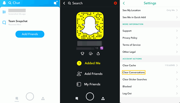 Snapchat Sohbetlerini Sil