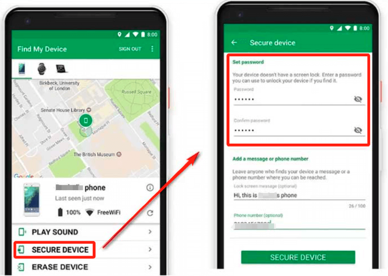 Android Kilit Ekranını Atlamak için Güvenli Cihaza Şifre Ayarlama