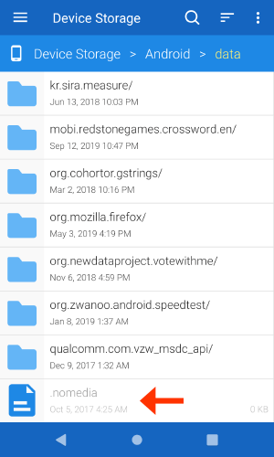 Android'de Dosya Yöneticinizi Kullanarak .NOMEDIA Dosyalarını Kaldırma