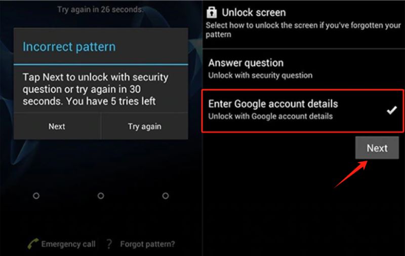 Android Kilit Ekranını Atlamak için Google Hesap Ayrıntılarını Girin