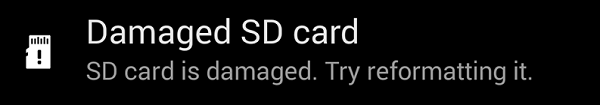 Android Bozuk SD Kart