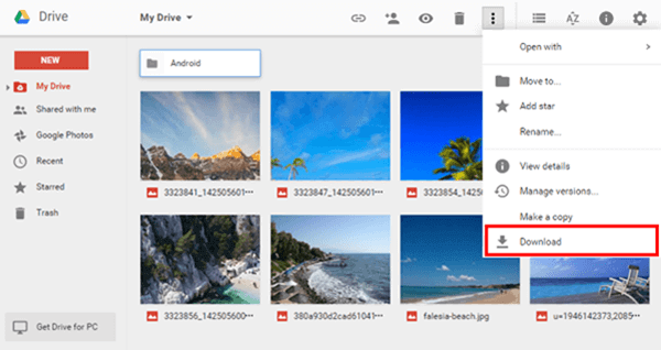 Google Drive Fotoğrafları PC'ye İndirin