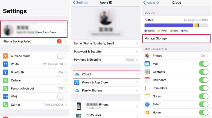 iCloud Storage iOS'u yönetin