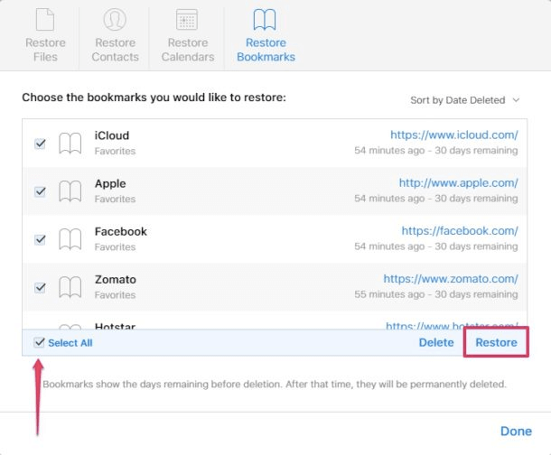Mac'te iCloud'u Kullanarak Safari Yer İmlerini Geri Yükleme