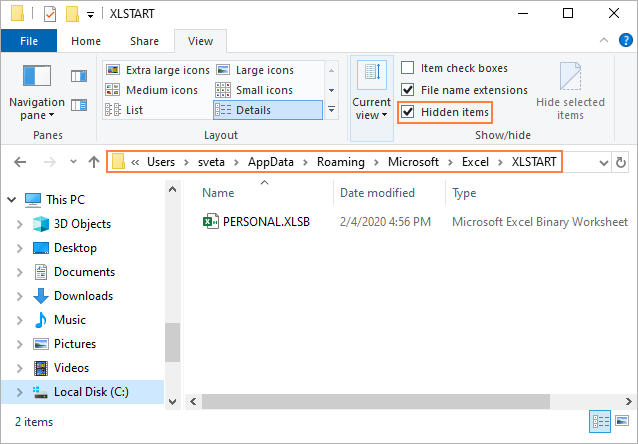 Windows'ta Excel Kurtarma Dosyasının Konumu için Bilgisayarınızdaki Klasör