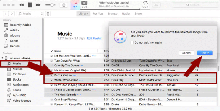 İTunes'daki iPod'daki Şarkıları Manuel Olarak Nasıl Silerim