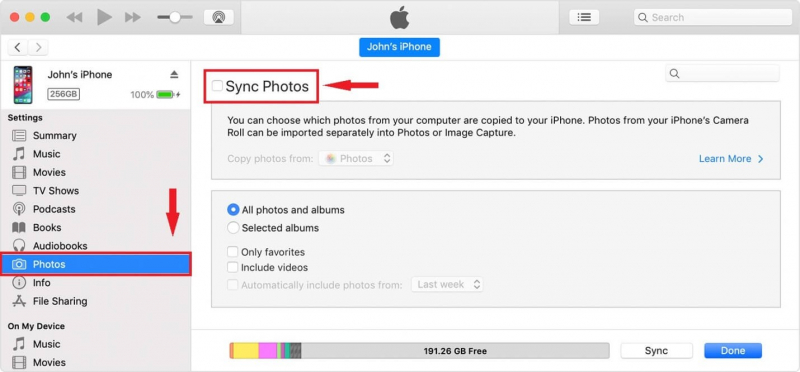 iPhone GIF'i iTunes aracılığıyla Mac'e aktarın