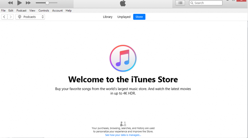 Podcast'leri İndirmek için iTunes Store'a gidin