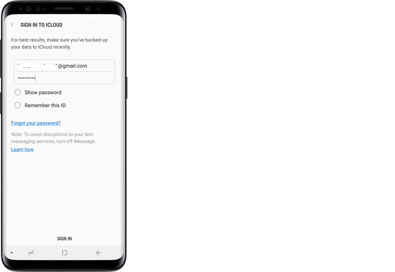 iPhone Verilerinizi Samsung Cihazınıza Aktarmak için iCloud'da Oturum Açın