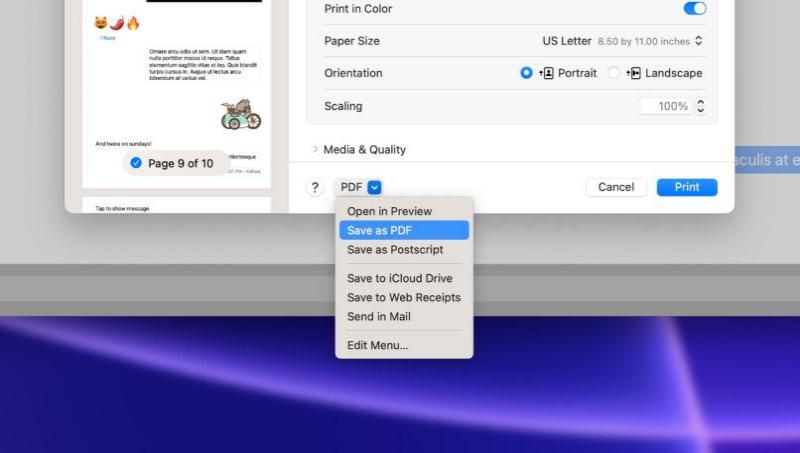 iMessages'ı Mac Bilgisayardaki PDF Dosyasına Aktarma