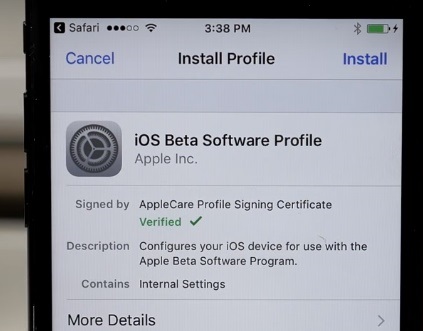 Ios Beta Profili 02'yi yükleyin