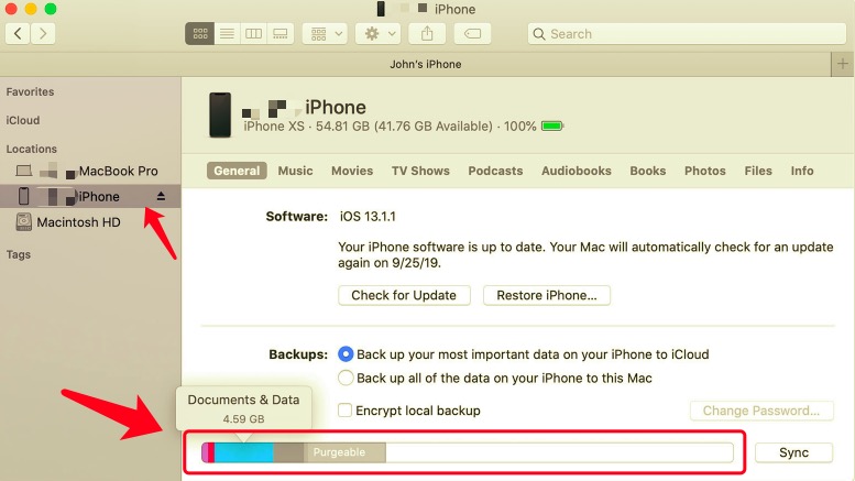 iTunes'dan iPhone Depolamasını Kontrol Edin