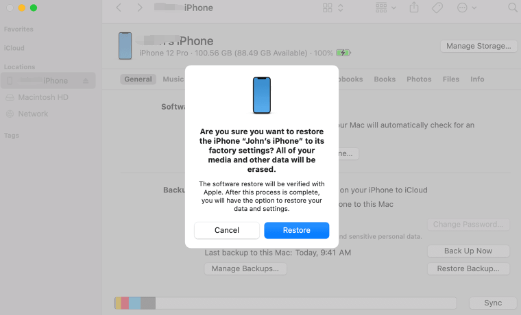 iPhone'u iTunes ile Geri Yüklemek için Sert Sıfırlama gerçekleştirin