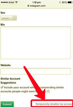 Web Tarayıcısı Üzerinden Instagram Hesabını Geçici Olarak Devre Dışı Bırakma
