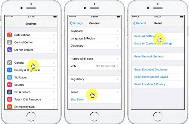 Messenger'ın Çalışmadığını Düzeltmek için iPhone'un Tüm Ayarlarını Sıfırlayın