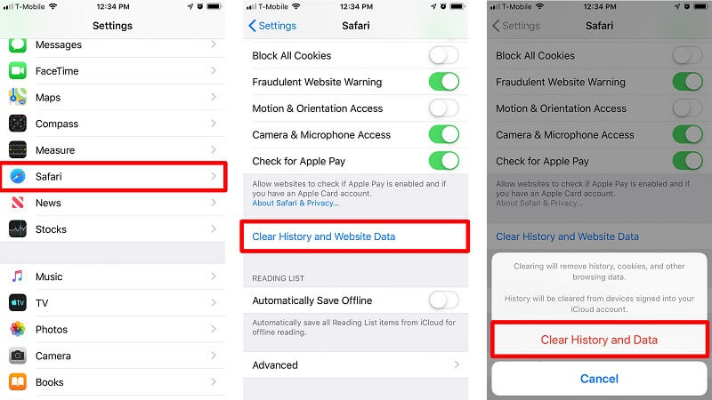 iPhone'da Safari Geçmişini ve Verilerini Temizle