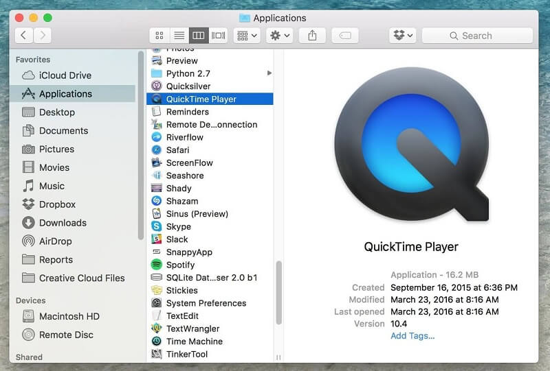 Yakınlaştırmayı Kaydetmek için QuickTime Oynatıcı