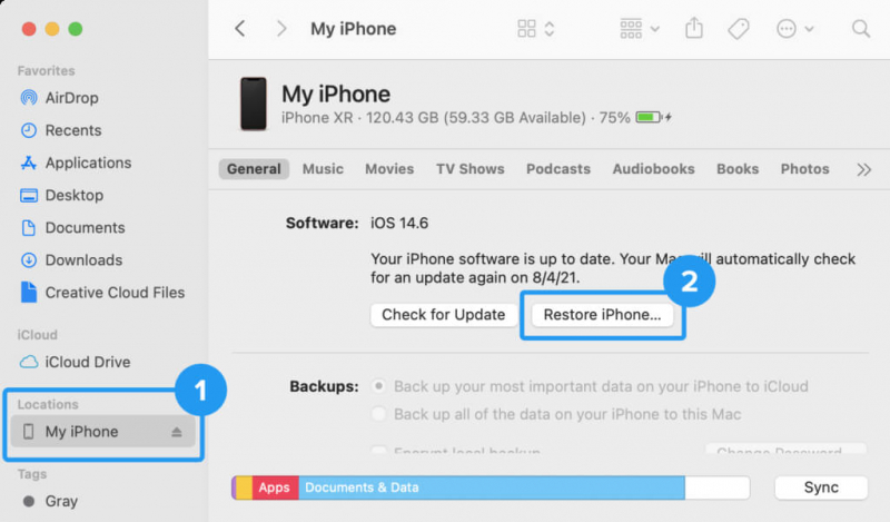 Finder'ı Kullanarak Son Silinen Mesajları iPhone Kurtarma