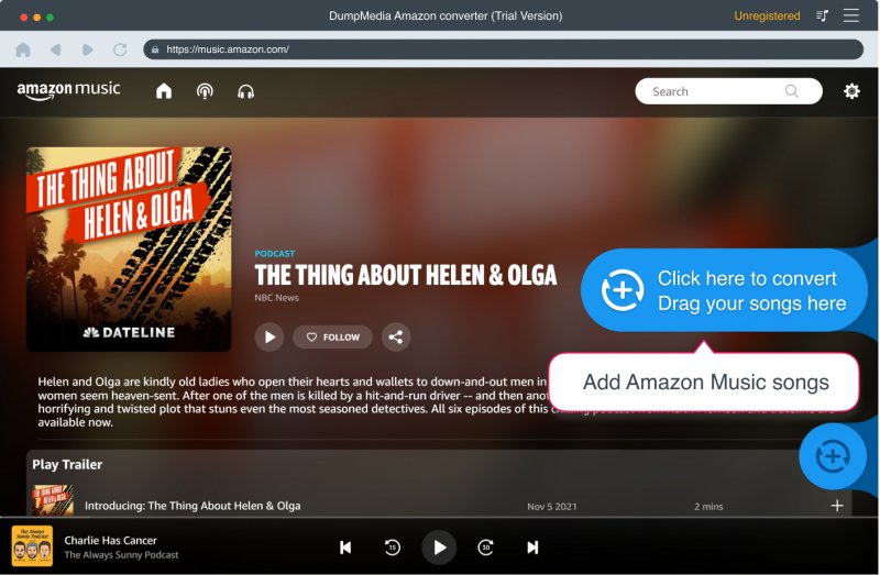 En İyi Amazon Müzik İndiricisi: DumpMedia Amazon Müzik Dönüştürücü - Dosya Ekle