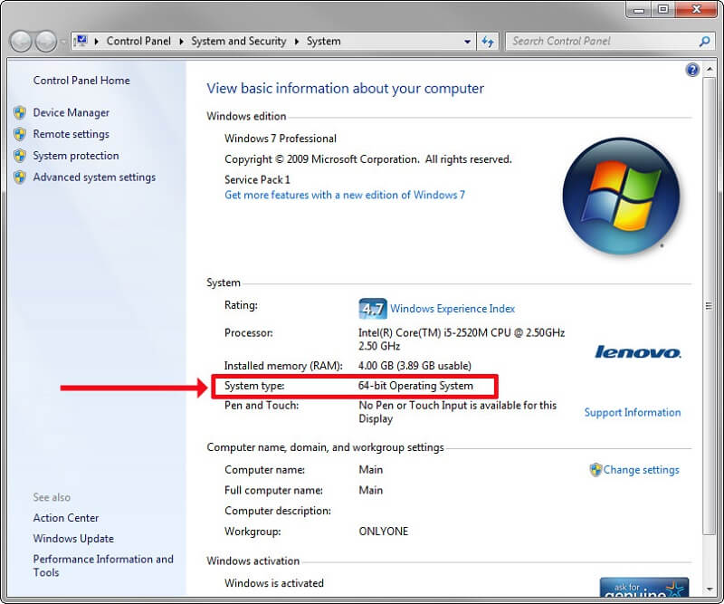 Bilgisayar Windows 7 64 Bit