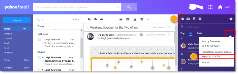 Kişileri Yahoo!'dan CSV Olarak Dışa Aktarma Posta