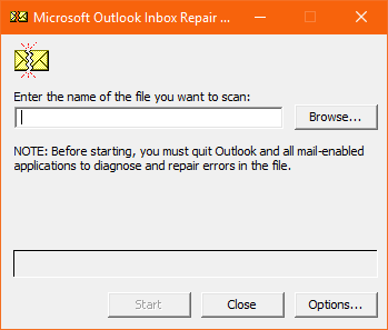 Outlook Veri Dosyası Değilken Hatayı Çözmek için Gelen Kutusu Onarım Aracını Açın