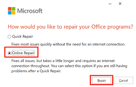 Outlook Yanıt Vermiyor Hatasını Düzeltmek için MS Office Suite'inizi Düzeltin