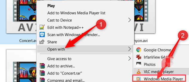 Windows Media Player ile Bir AVI Dosyası Açın