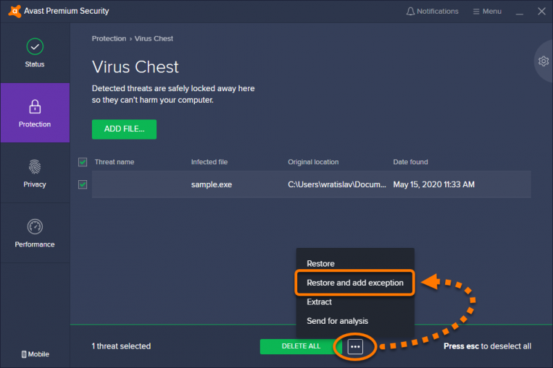 Fix Avast, Virüs Sandığını Yeniden Açarak Dosya Hatasını Geri Yükleyemiyor