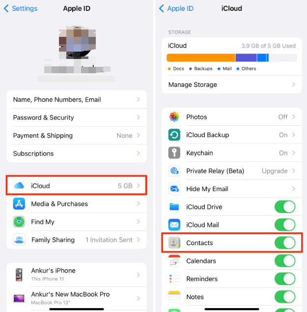 Eksik iPhone Kişilerini Düzeltmek için iCloud Kişilerini Kapatıp Açın