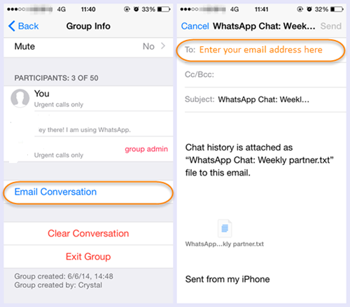 WhatsApp Sohbetini iPhone Cihazını Kullanarak E-posta Yoluyla Aktarın