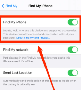 Tüm İçeriği ve Çalışmayan Ayarları Silmek için Find My iPhone'unuzu Kapatın