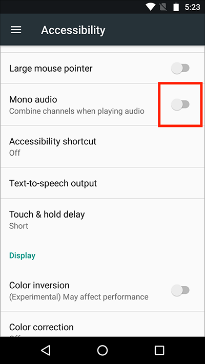 Sesimin Kendi Kendine Düşmeye Devam Etmesini Düzeltmek İçin Mono Ses Seçeneğini Açın Android