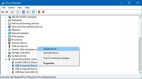 Bozuk Flash Sürücüyü Biçimlendirmeden Onarmak için USB Sürücülerini Aygıt Yöneticisi Üzerinden Güncelleyin