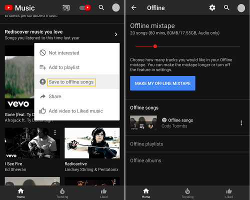 Android Cihazda Çevrimdışı Karışık Listeye Müzik Ekleyin