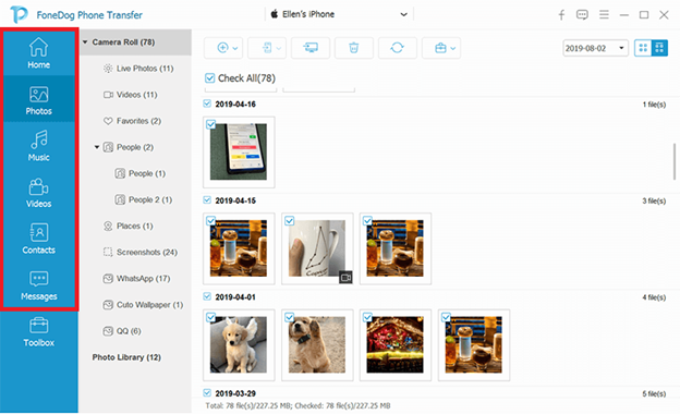 FoneDog Kullanarak MP4'ü iTunes olmadan iPad / iPhone'a aktarın - Veri Türünü Seçin