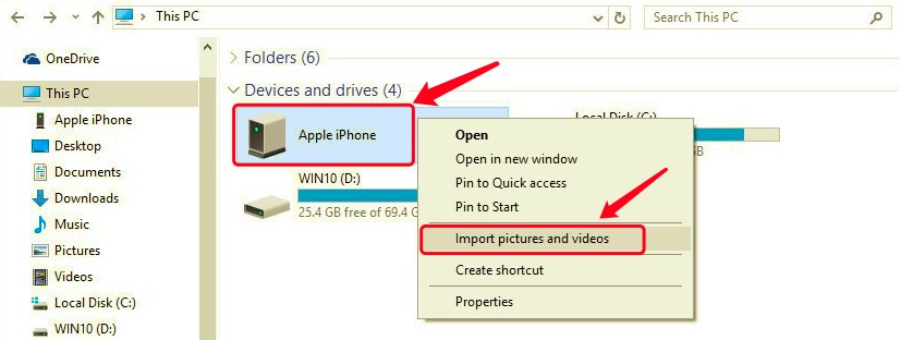 Videoyu iPhone'dan PC'ye Aktarmak için Windows 10'da Dosya Gezgini'ni kullanın