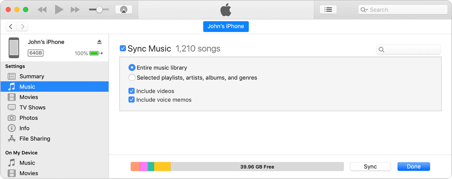 Müziği Eşzamanlayarak iPod'dan iPhone'a Müzik Aktarın