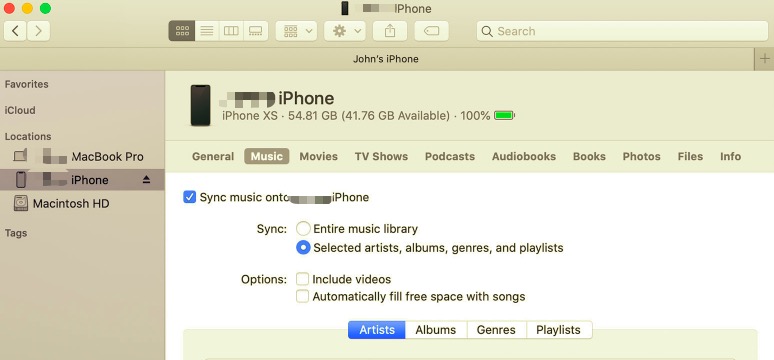 Finder ile Mac ve iPhone arasında Müziği Senkronize Etme