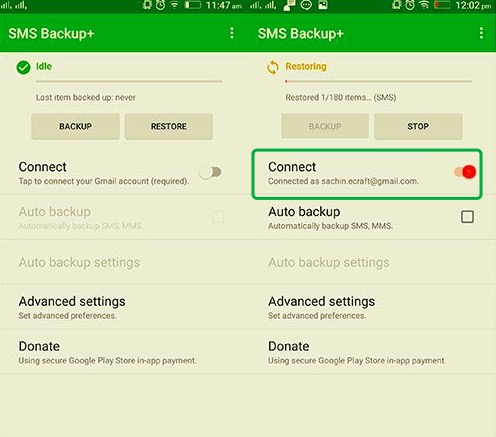 SMS Yedekleme+ Kullanarak Mesajları Android'den Android'e Aktarın