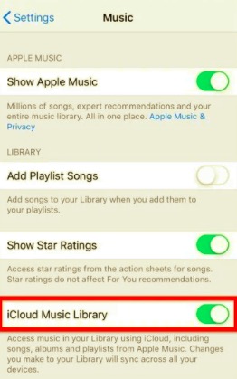 Müziği iPhone'umla Senkronize Etmek için iCloud Müzik Kitaplığının Açık Olduğunu Doğrulayın
