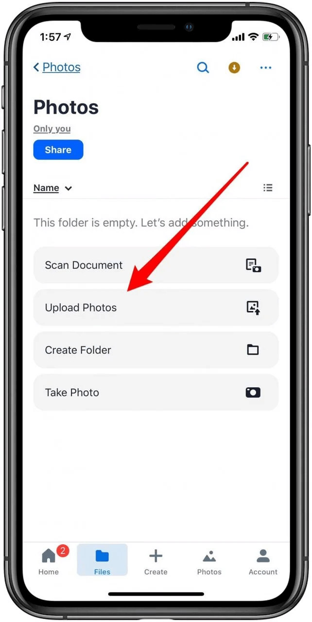 Fotoğrafları iPhone'dan Bilgisayara Eşitlemek için Dropbox'ı Kullanma