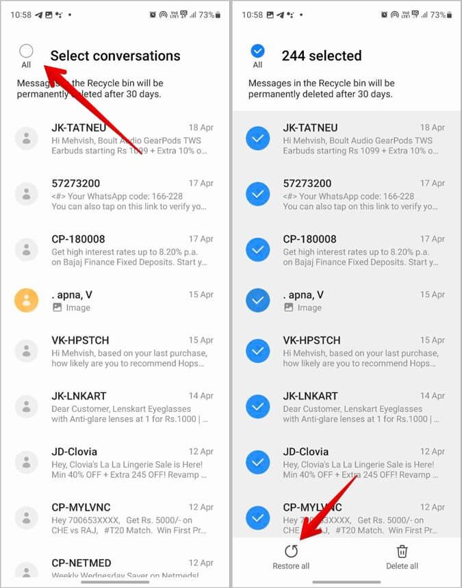 Son Silinmiş Mesajlar Klasörünü Kullanarak Samsung'da Silinen Metin Mesajlarını Alın