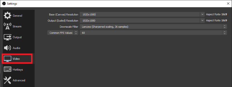 OBS Video Ayarları