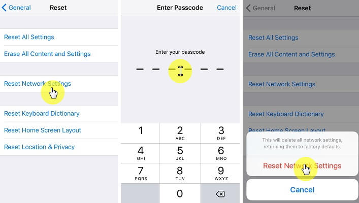 iPhone'un Resimli Mesaj Göndermemesini Düzeltmek için Ağ Bağlantısını Sıfırlayın