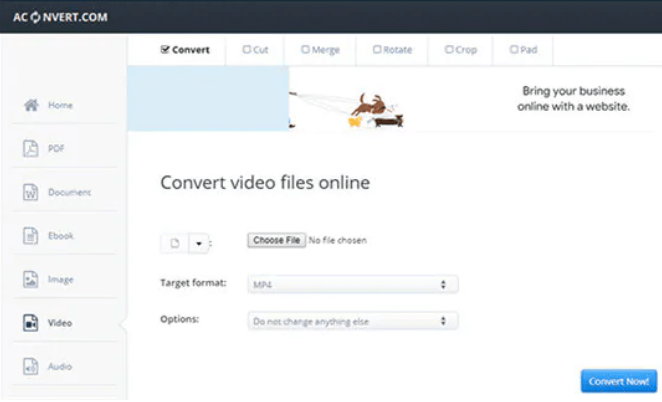 Videoyu HD'ye Dönüştürmek için Aconvert'i Kullanma
