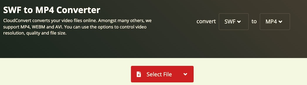 SWF'yi MP4'e Dönüştürmek için CloudConvert'i Kullanma